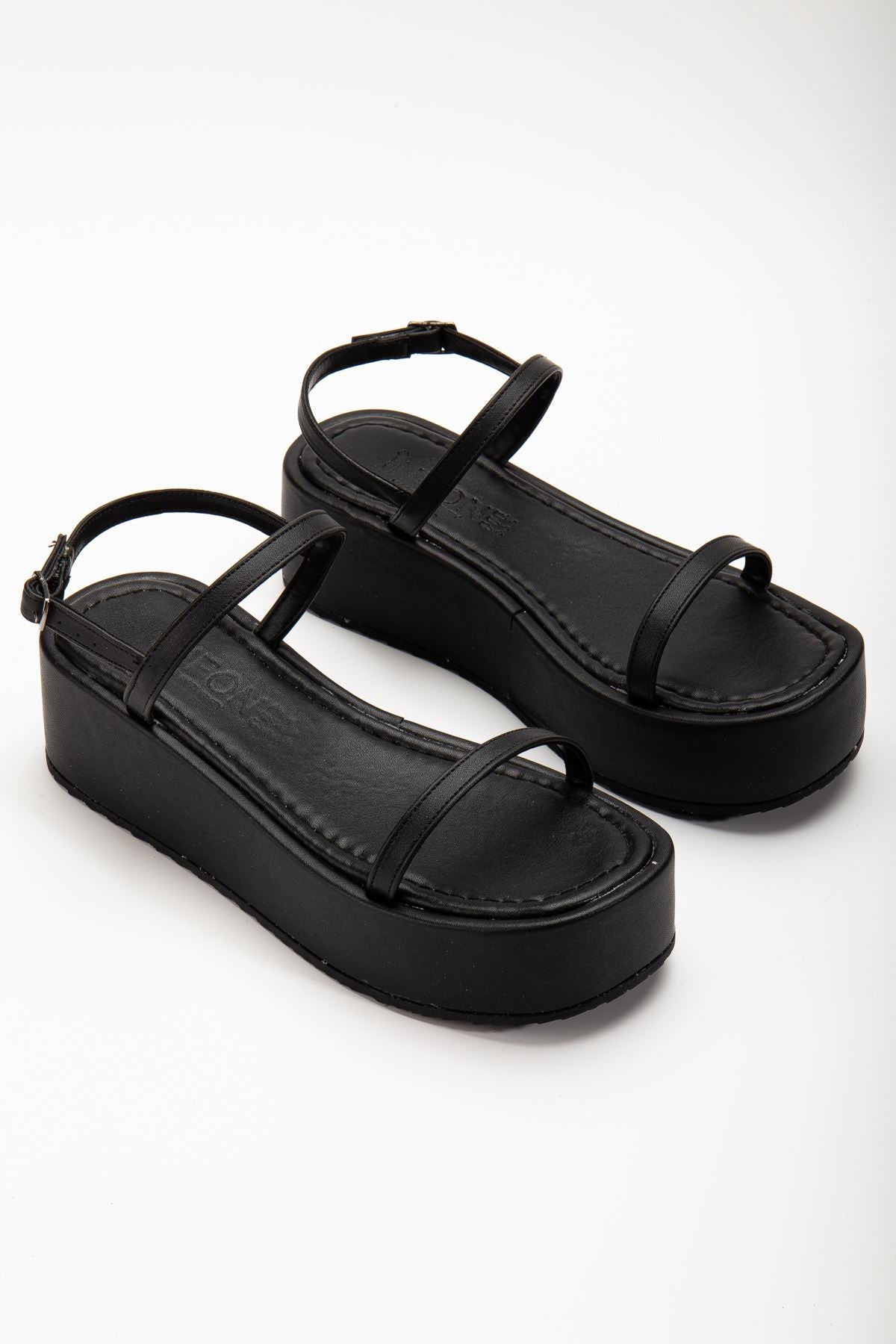 Ayakkabı Aşkı Siyah Dolgu Topuk Kadın Sandalet
