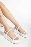 Ayakkabı Aşkı 861-1027 Beyaz Dolgu Topuk Kadın Sandalet
