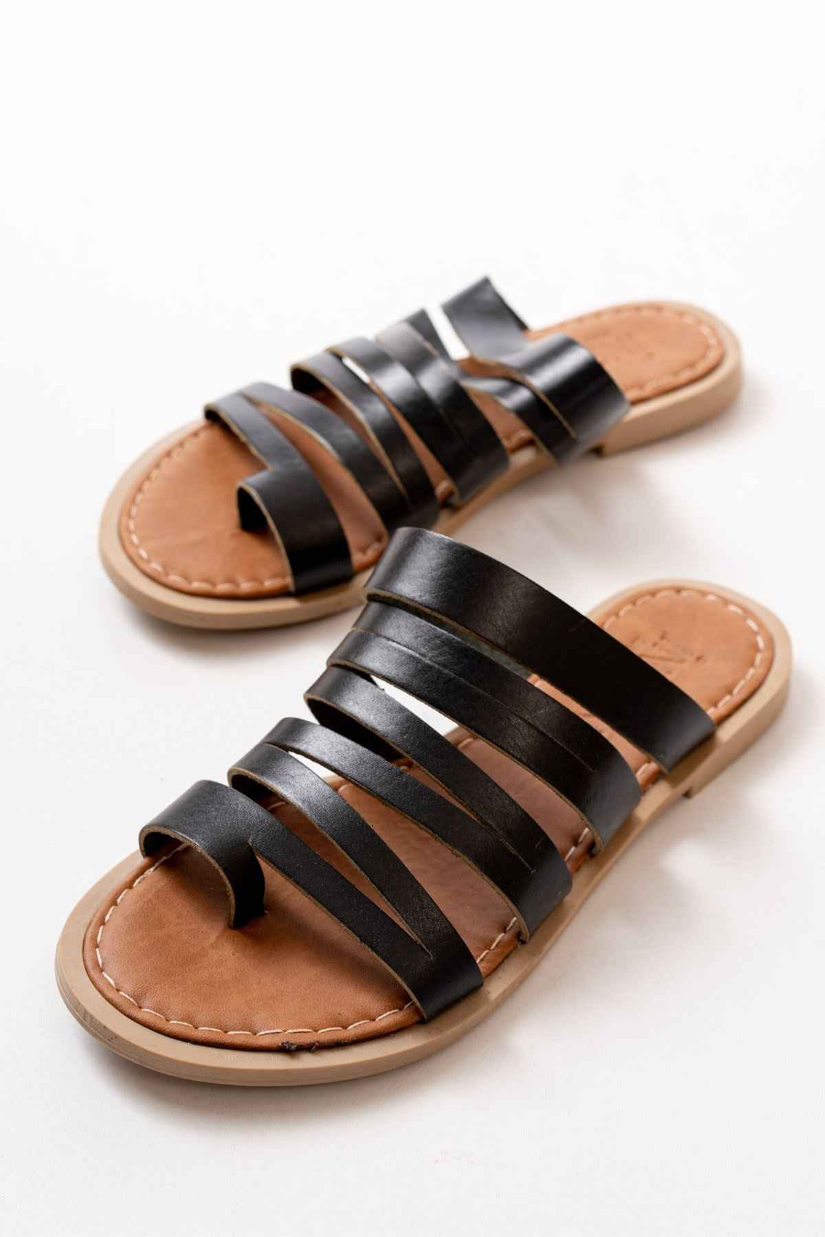 Ayakkabı Aşkı 169-082 Siyah Ortopedik Hakiki Deri Kadın Terlik