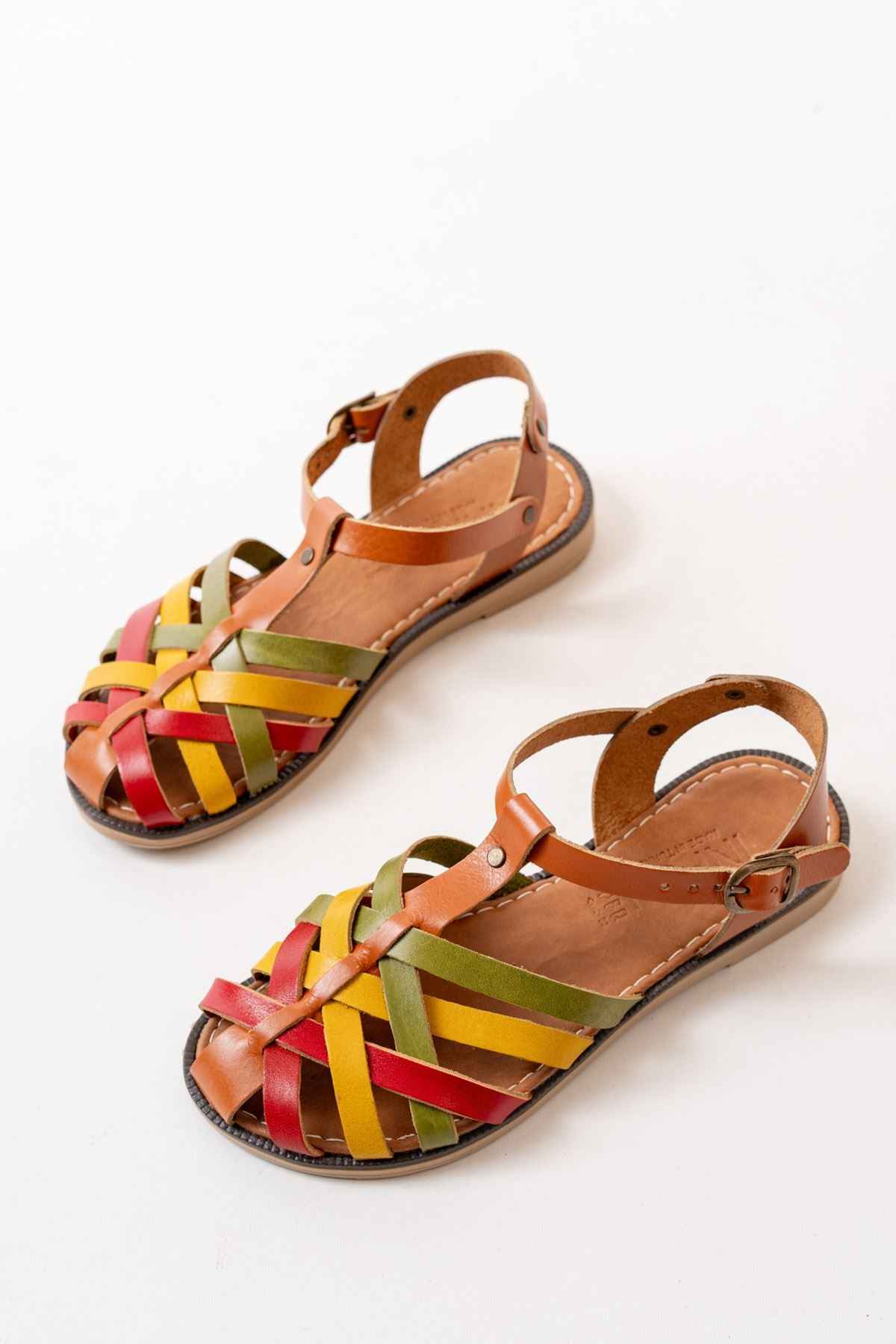 Ayakkabı Aşkı 205-02 Multi Ortopedik Hakiki Deri Kadın Sandalet