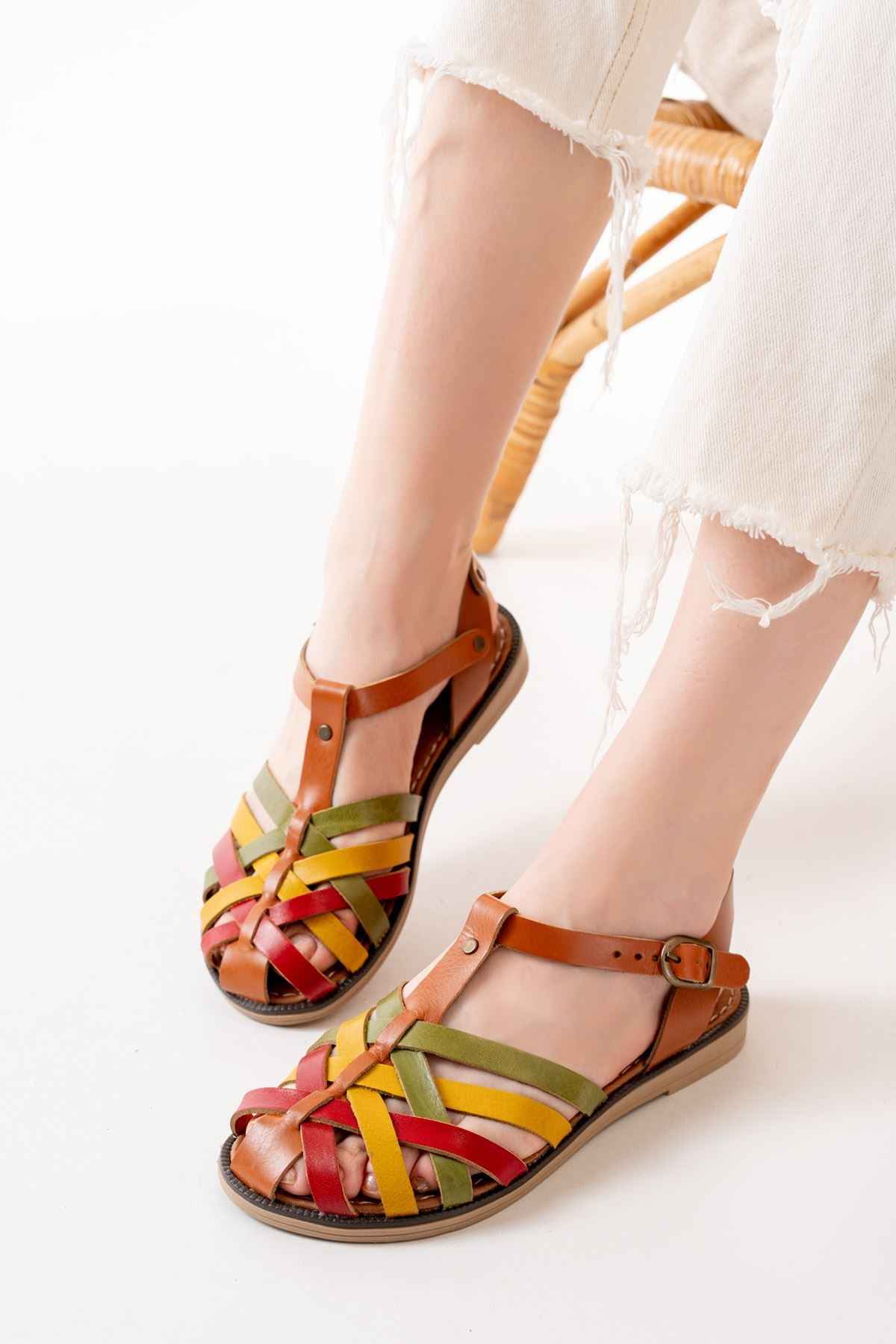 Ayakkabı Aşkı 205-02 Multi Ortopedik Hakiki Deri Kadın Sandalet