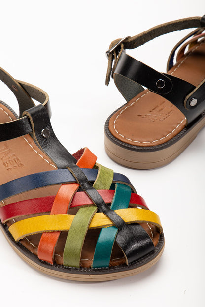 Ayakkabı Aşkı Siyah Multi Ortopedik Hakiki Deri Kadın Sandalet