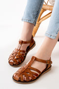 Ayakkabı Aşkı Taba Ortopedik Hakiki Deri Kadın Sandalet - Ayakkabı Aşkı