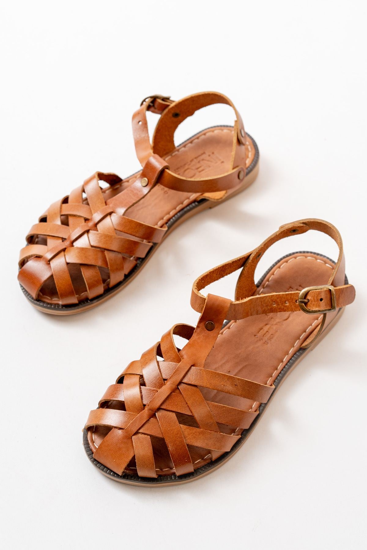 Ayakkabı Aşkı Taba Ortopedik Hakiki Deri Kadın Sandalet