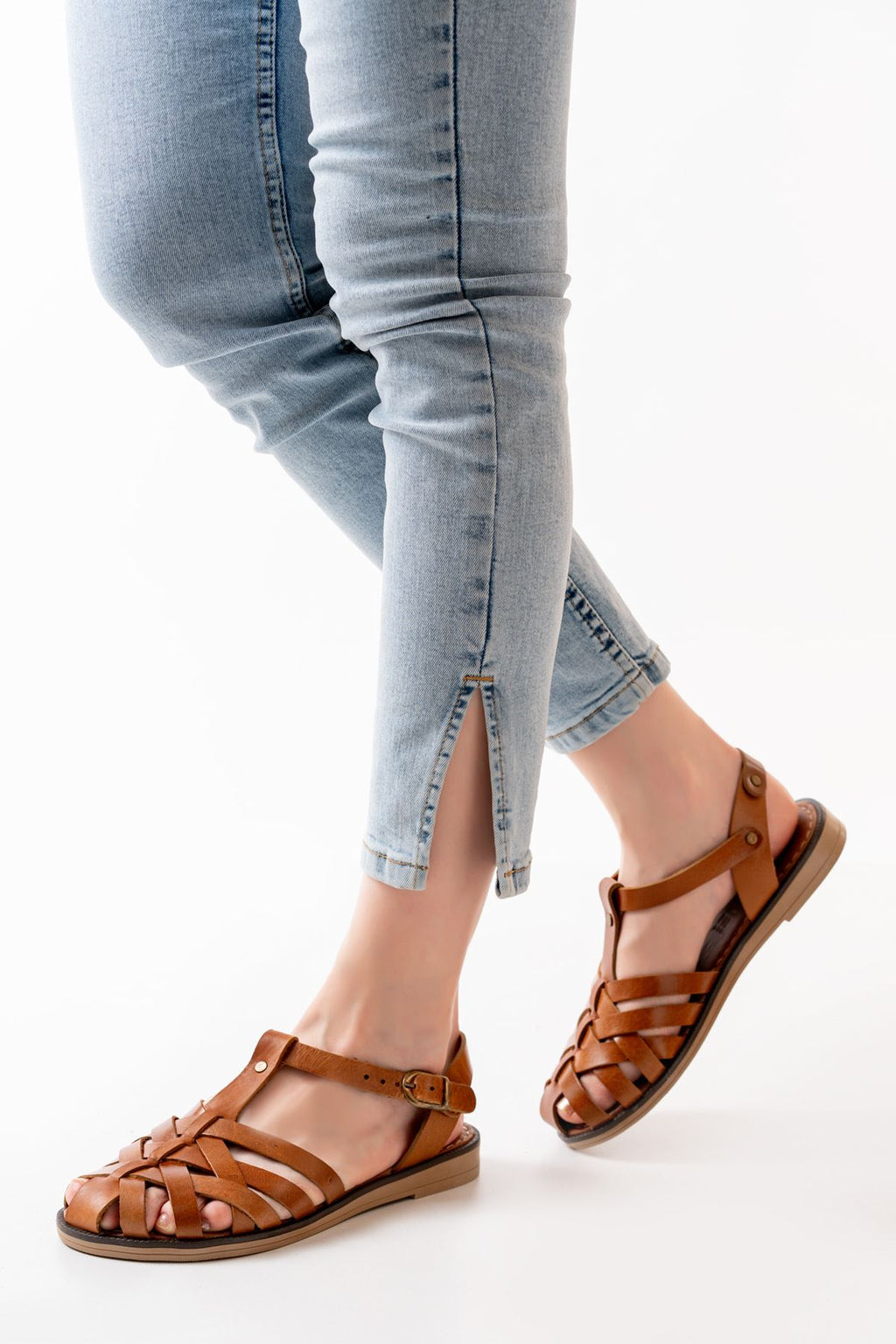 Ayakkabı Aşkı Taba Ortopedik Hakiki Deri Kadın Sandalet