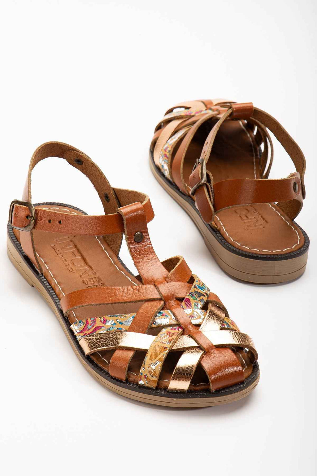 Ayakkabı Aşkı 205-02 Taba Garni Ortopedik Hakiki Deri Kadın Sandalet