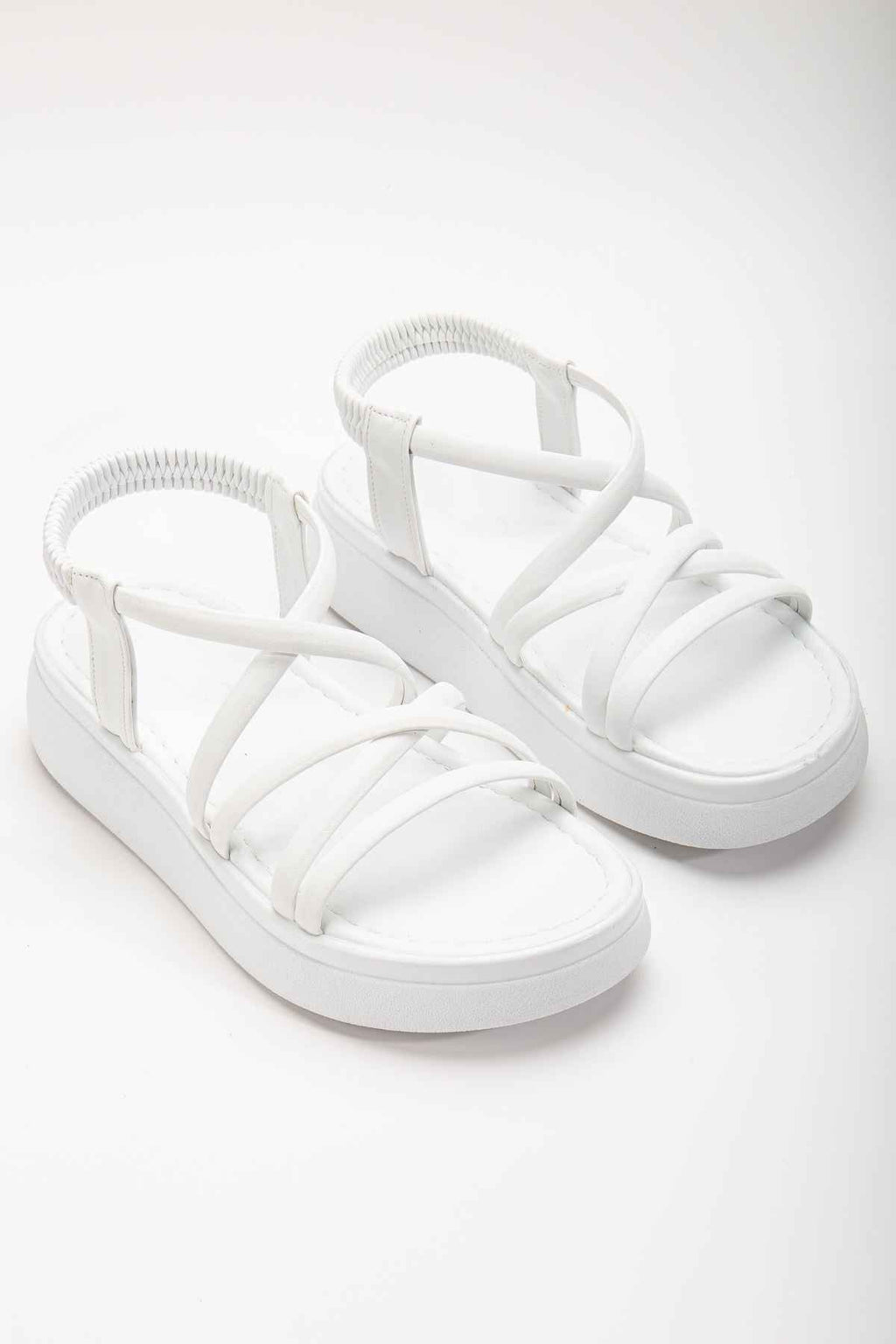 Ayakkabı Aşkı 24413-841 Beyaz Dolgu Topuk Kadın Sandalet