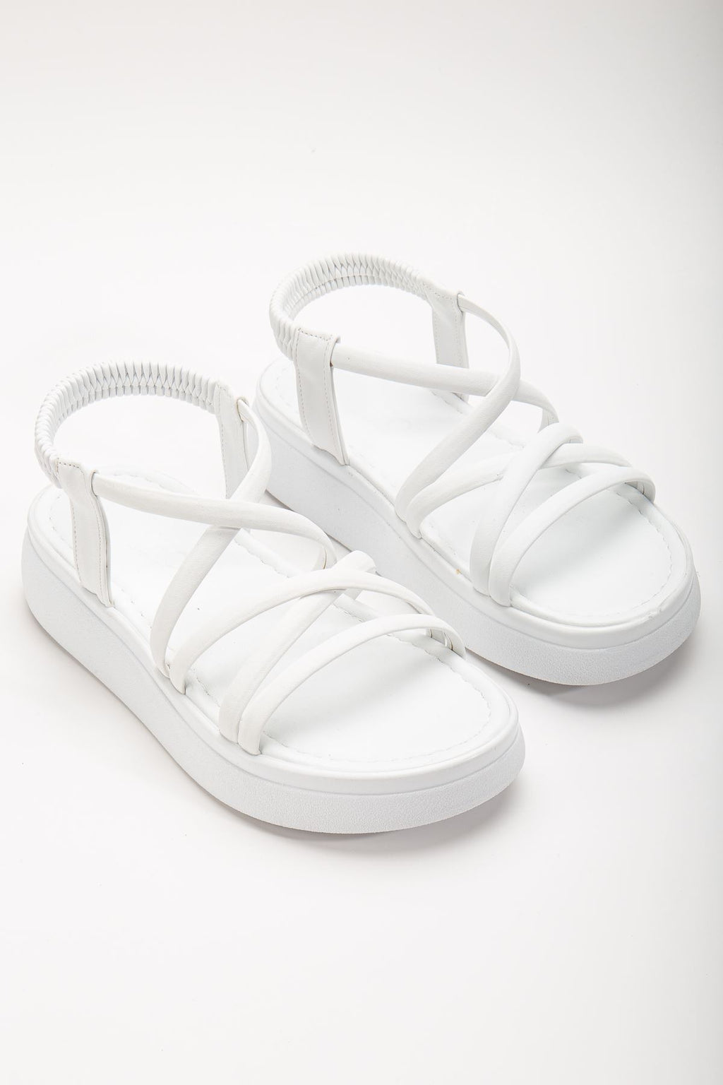 Ayakkabı Aşkı Beyaz Dolgu Topuk Kadın Sandalet - Ayakkabı Aşkı