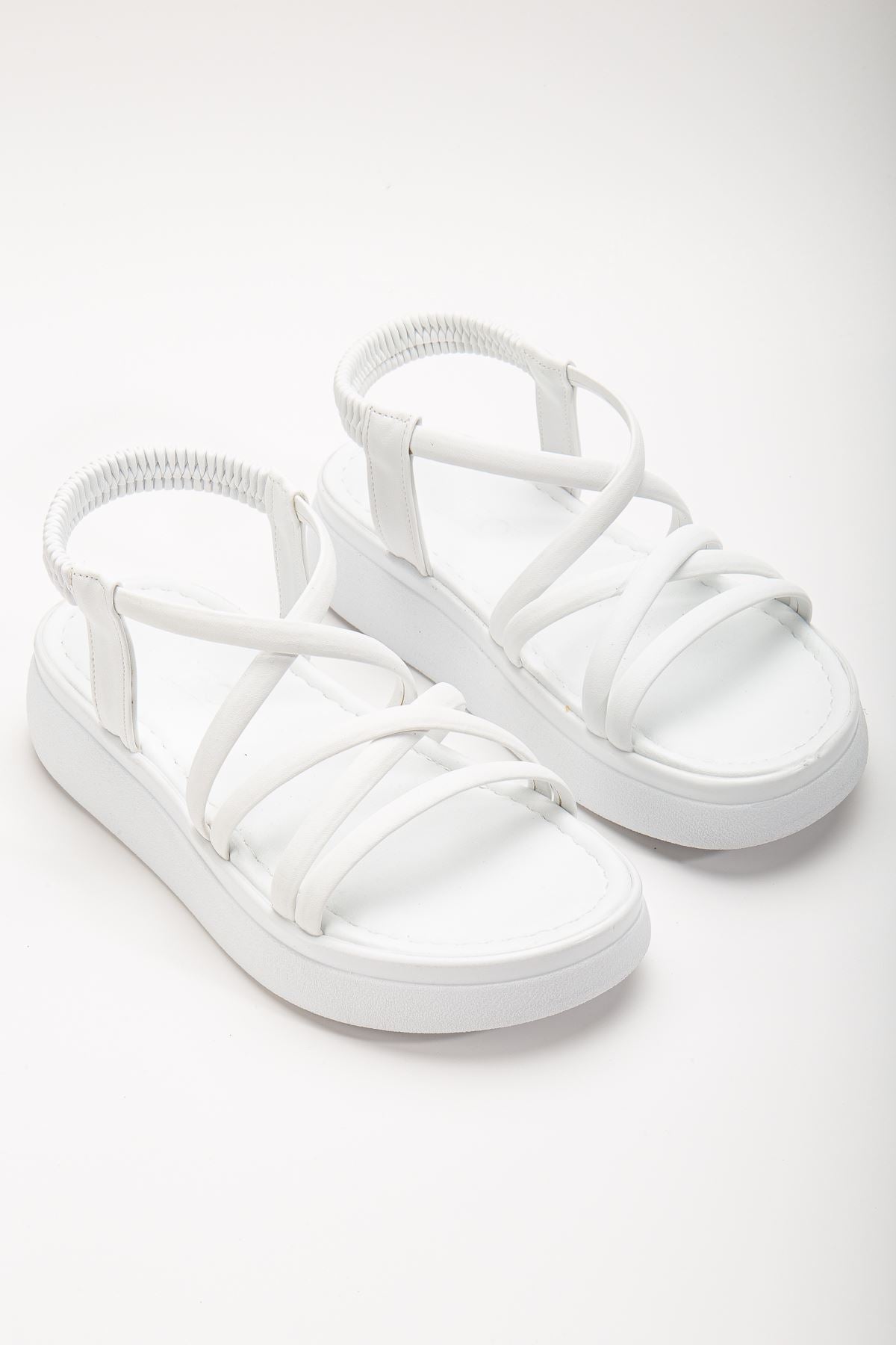 Ayakkabı Aşkı Beyaz Dolgu Topuk Kadın Sandalet - Ayakkabı Aşkı