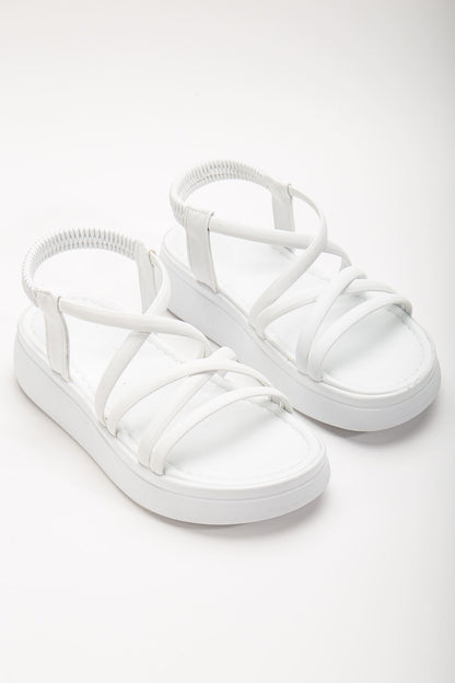 Ayakkabı Aşkı Beyaz Dolgu Topuk Kadın Sandalet