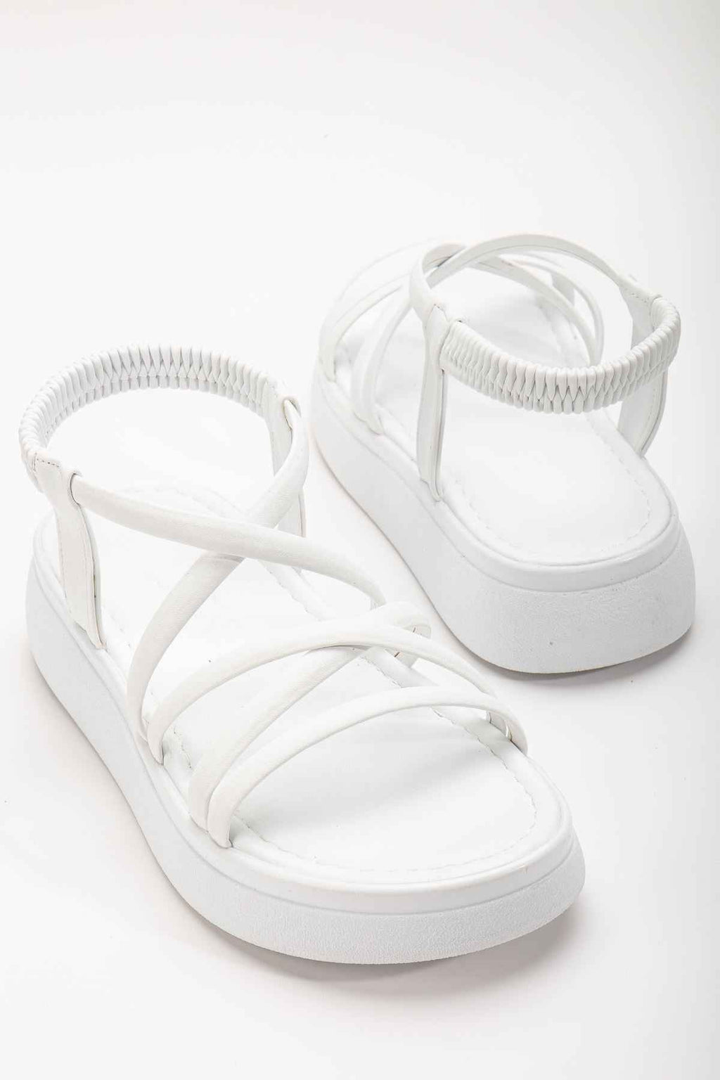 Ayakkabı Aşkı 24413-841 Beyaz Dolgu Topuk Kadın Sandalet