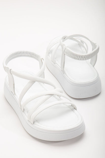 Ayakkabı Aşkı Beyaz Dolgu Topuk Kadın Sandalet