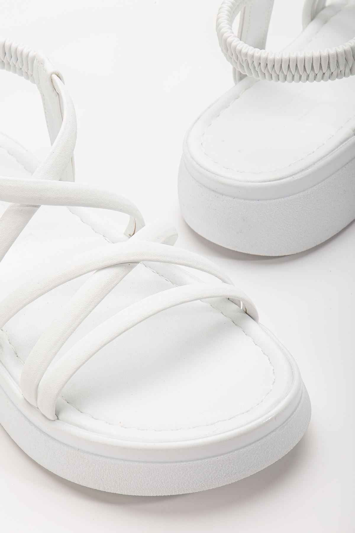 Ayakkabı Aşkı 24413-841 Beyaz Dolgu Topuk Kadın Sandalet