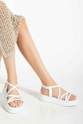 Ayakkabı Aşkı 24413-841 Beyaz Dolgu Topuk Kadın Sandalet