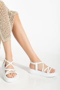 Ayakkabı Aşkı Beyaz Dolgu Topuk Kadın Sandalet - Ayakkabı Aşkı
