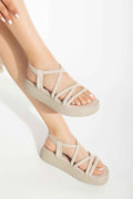 Ayakkabı Aşkı 24413-841 Bej Dolgu Topuk Kadın Sandalet