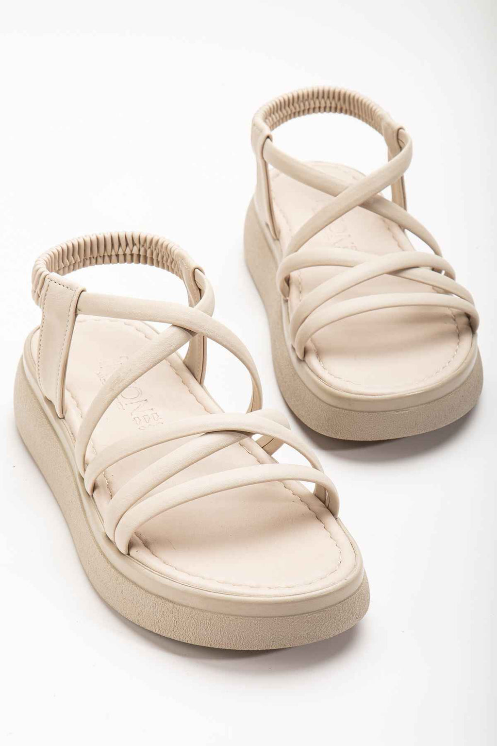 Ayakkabı Aşkı 24413-841 Bej Dolgu Topuk Kadın Sandalet