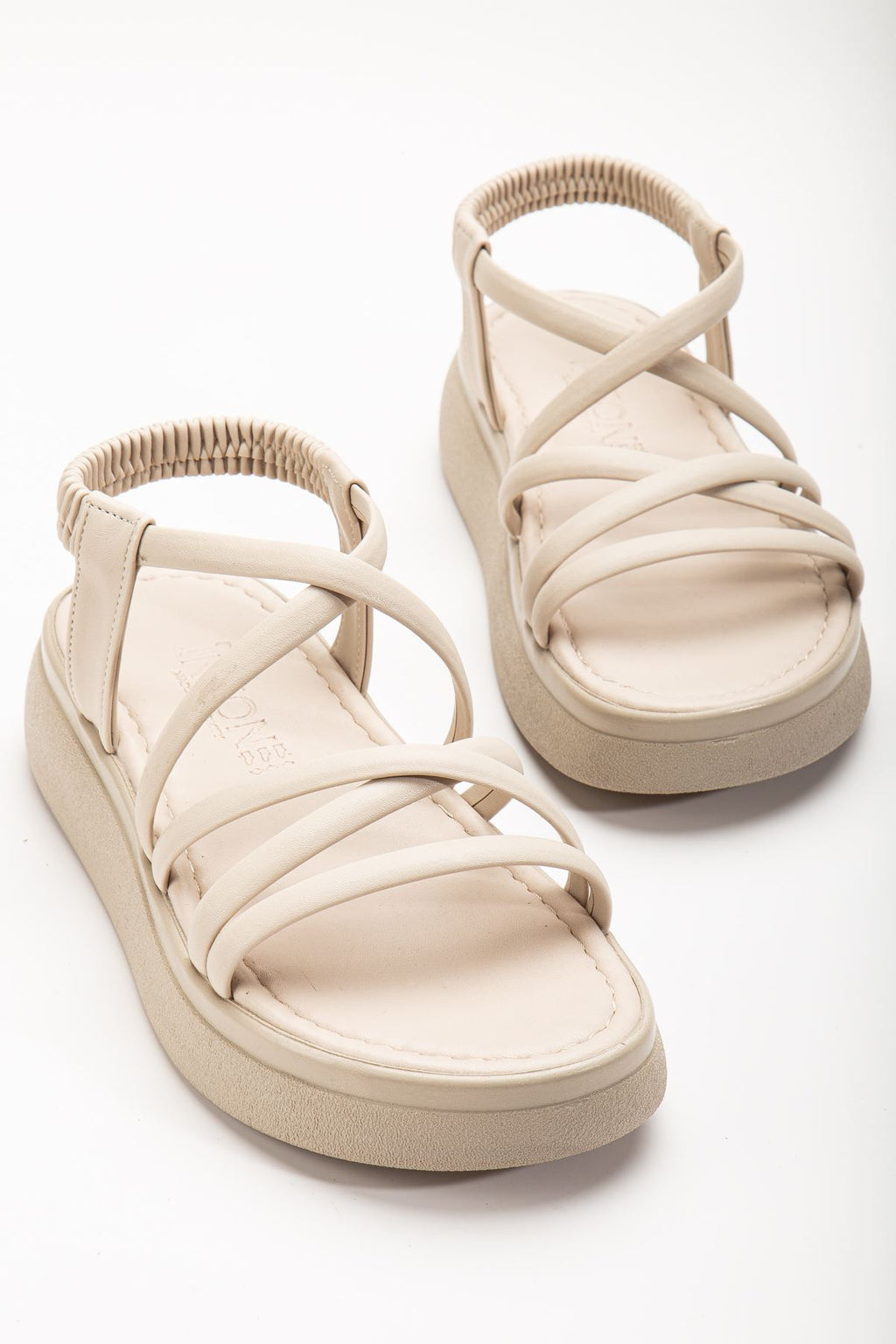 Ayakkabı Aşkı Bej Dolgu Topuk Kadın Sandalet - Ayakkabı Aşkı