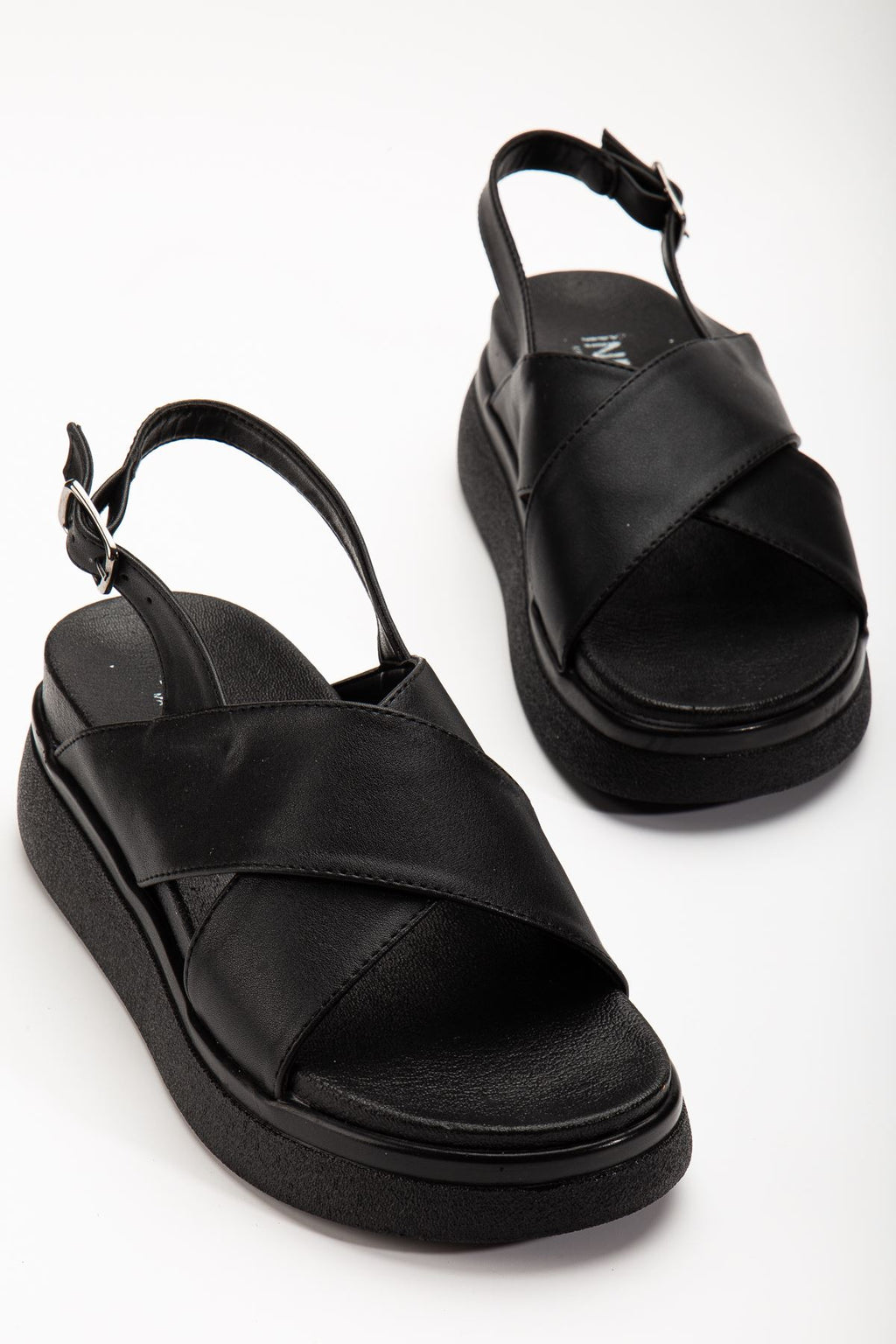 Ayakkabı Aşkı Siyah Dolgu Topuk Kadın Sandalet