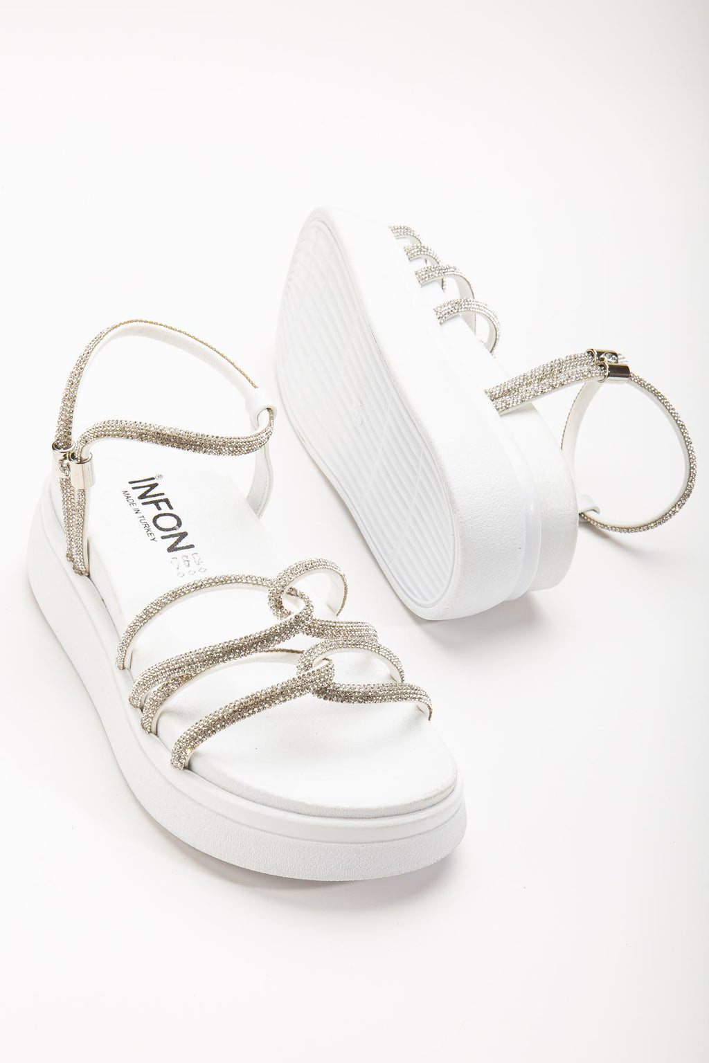 Ayakkabı Aşkı Beyaz Dolgu Topuk Kadın Sandalet - Ayakkabı Aşkı