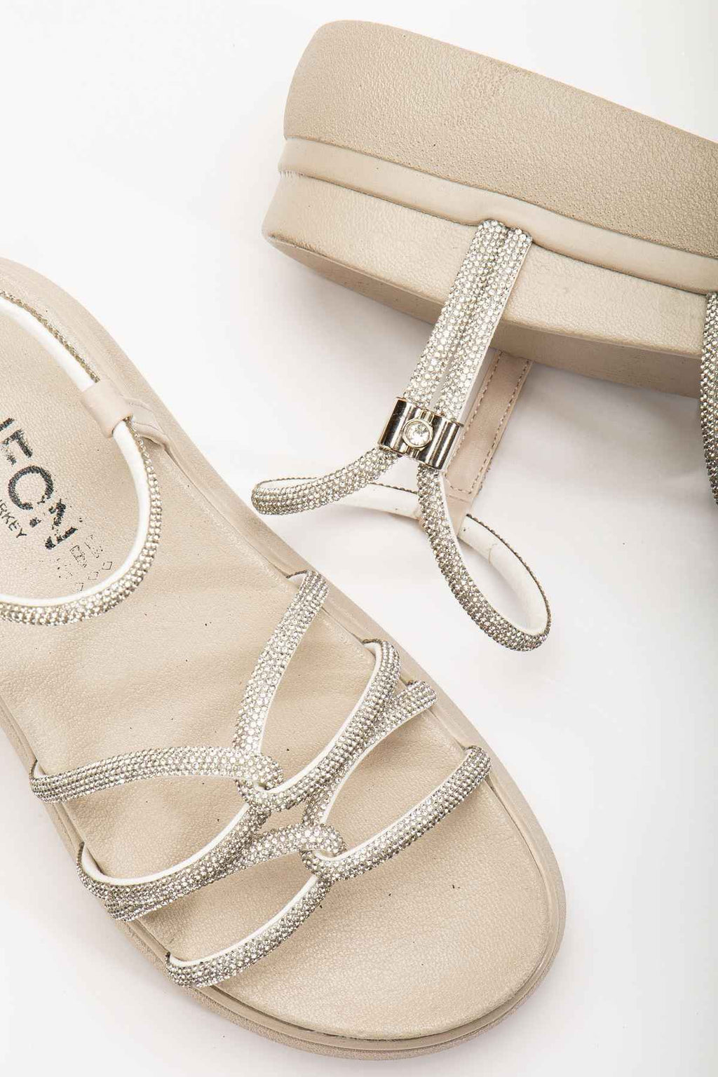 Ayakkabı Aşkı 24422-1221 Bej Dolgu Topuk Kadın Sandalet