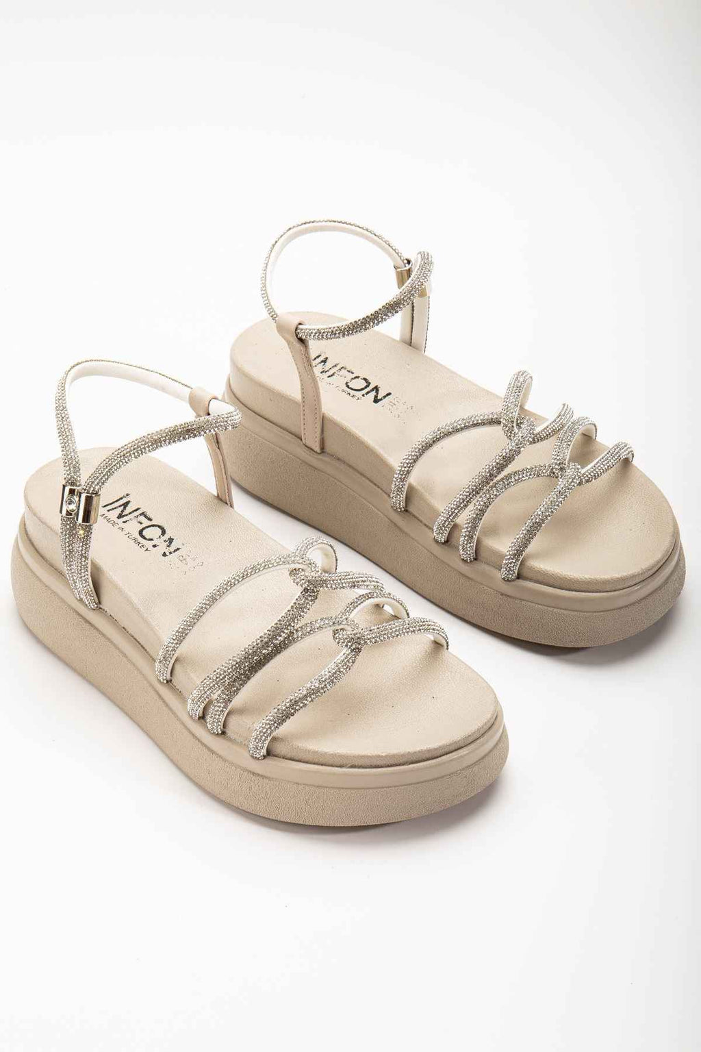 Ayakkabı Aşkı 24422-1221 Bej Dolgu Topuk Kadın Sandalet