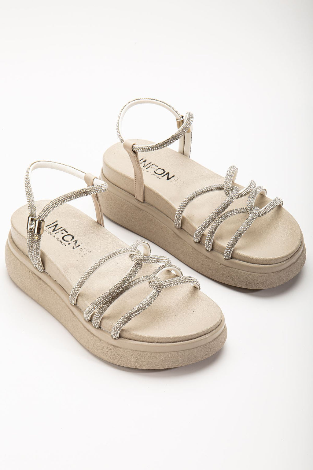 Ayakkabı Aşkı Bej Dolgu Topuk Kadın Sandalet - Ayakkabı Aşkı