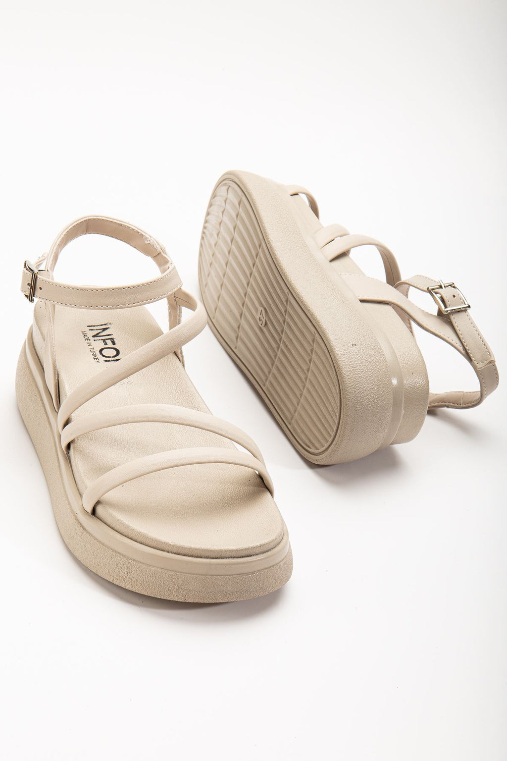 Ayakkabı Aşkı Bej Dolgu Topuk Kadın Sandalet - Ayakkabı Aşkı