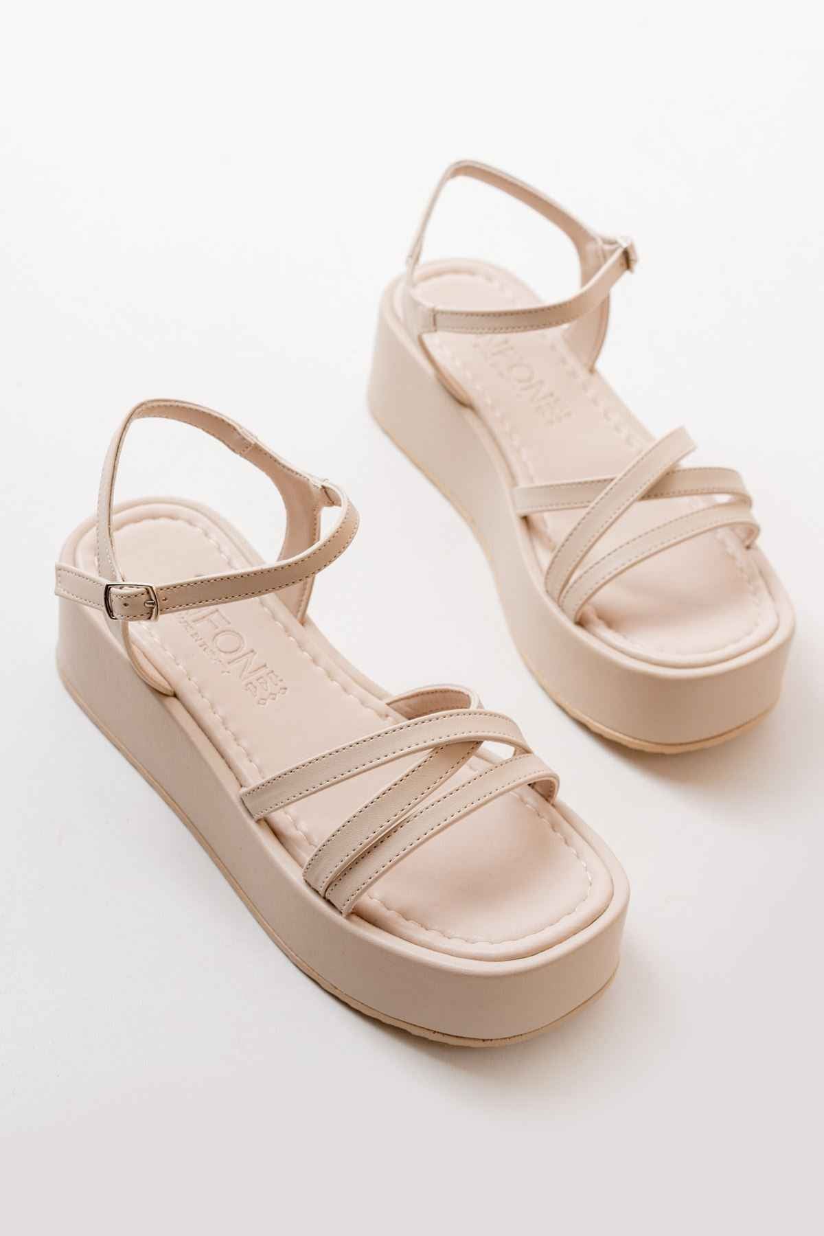 Ayakkabı Aşkı 861-1016 Bej Dolgu Kadın Sandalet