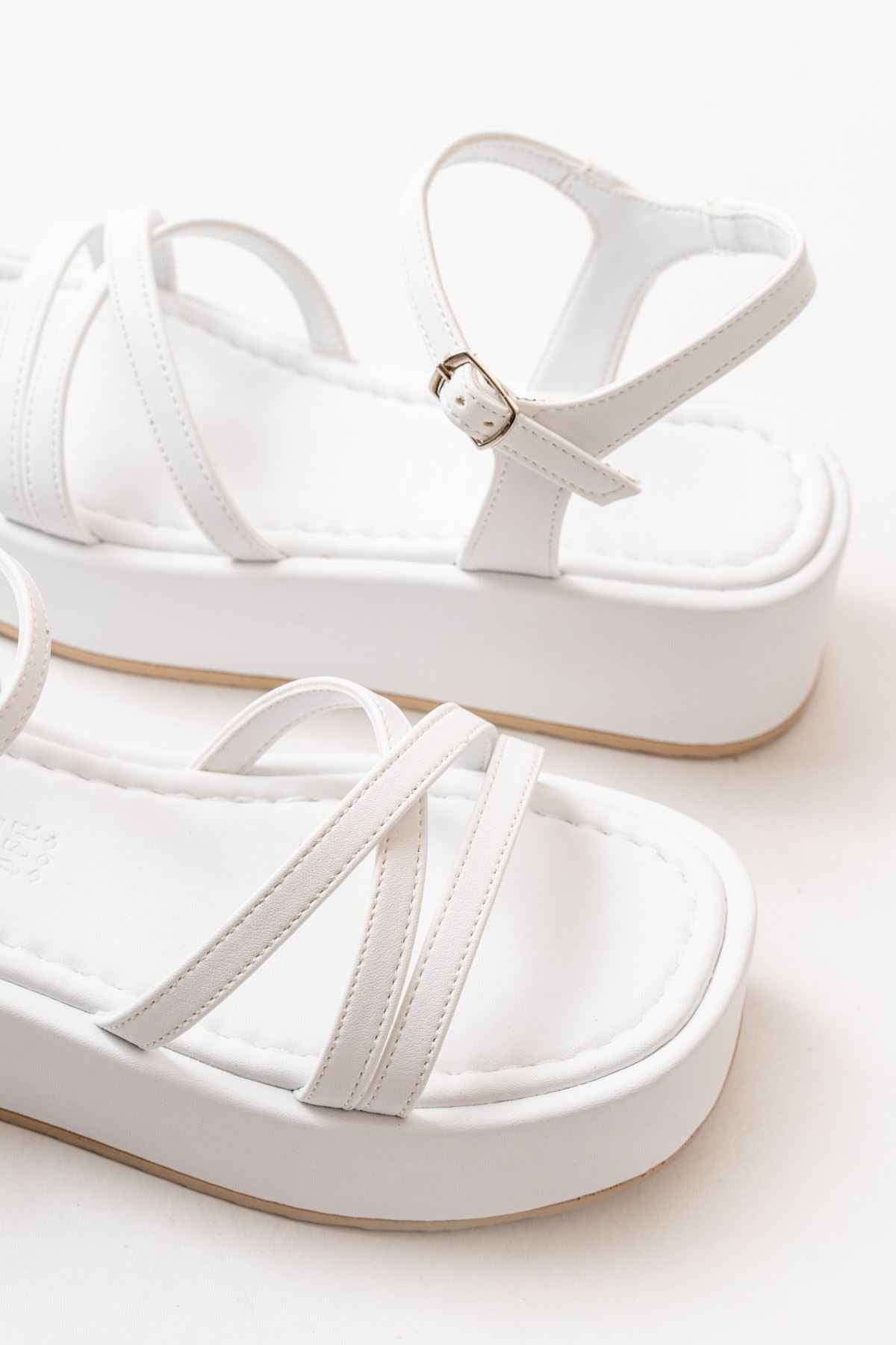 Ayakkabı Aşkı 861-1016 Beyaz Dolgu Kadın Sandalet
