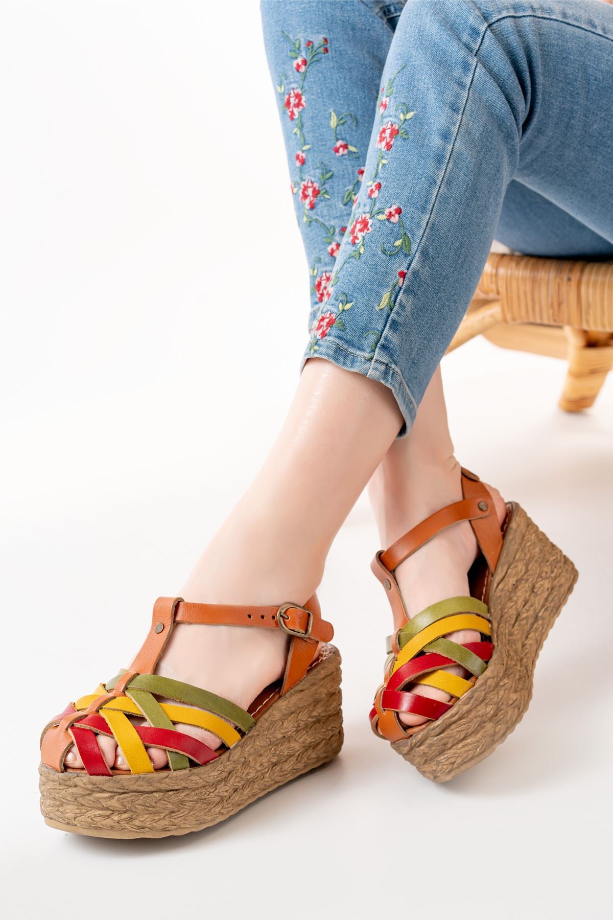 Ayakkabı Aşkı Multi Ortopedik Hakiki Deri Dolgu Kadın Sandalet - Ayakkabı Aşkı