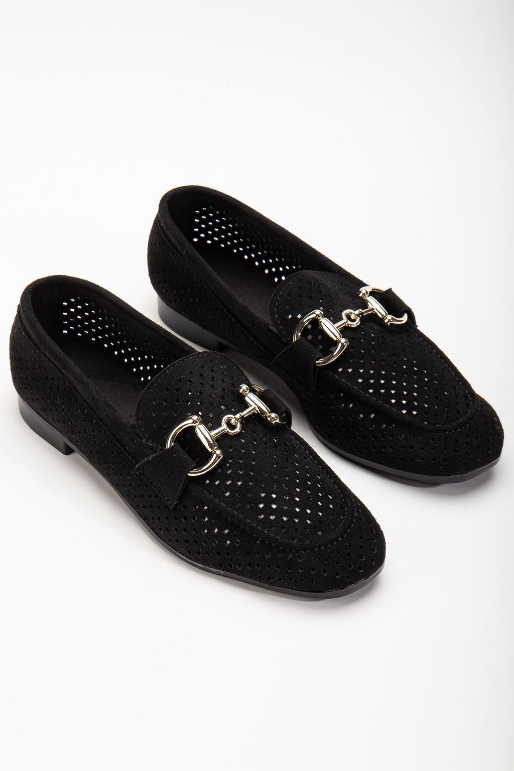 Ayakkabı Aşkı 401 Siyah Süet Delikli Günlük Kadın Babet - Ayakkabı Aşkı