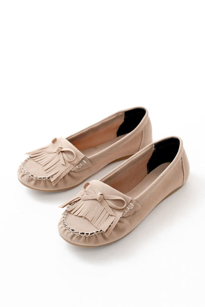 Ayakkabı Aşkı Bej Süet Püsküllü Günlük Kadın Babet