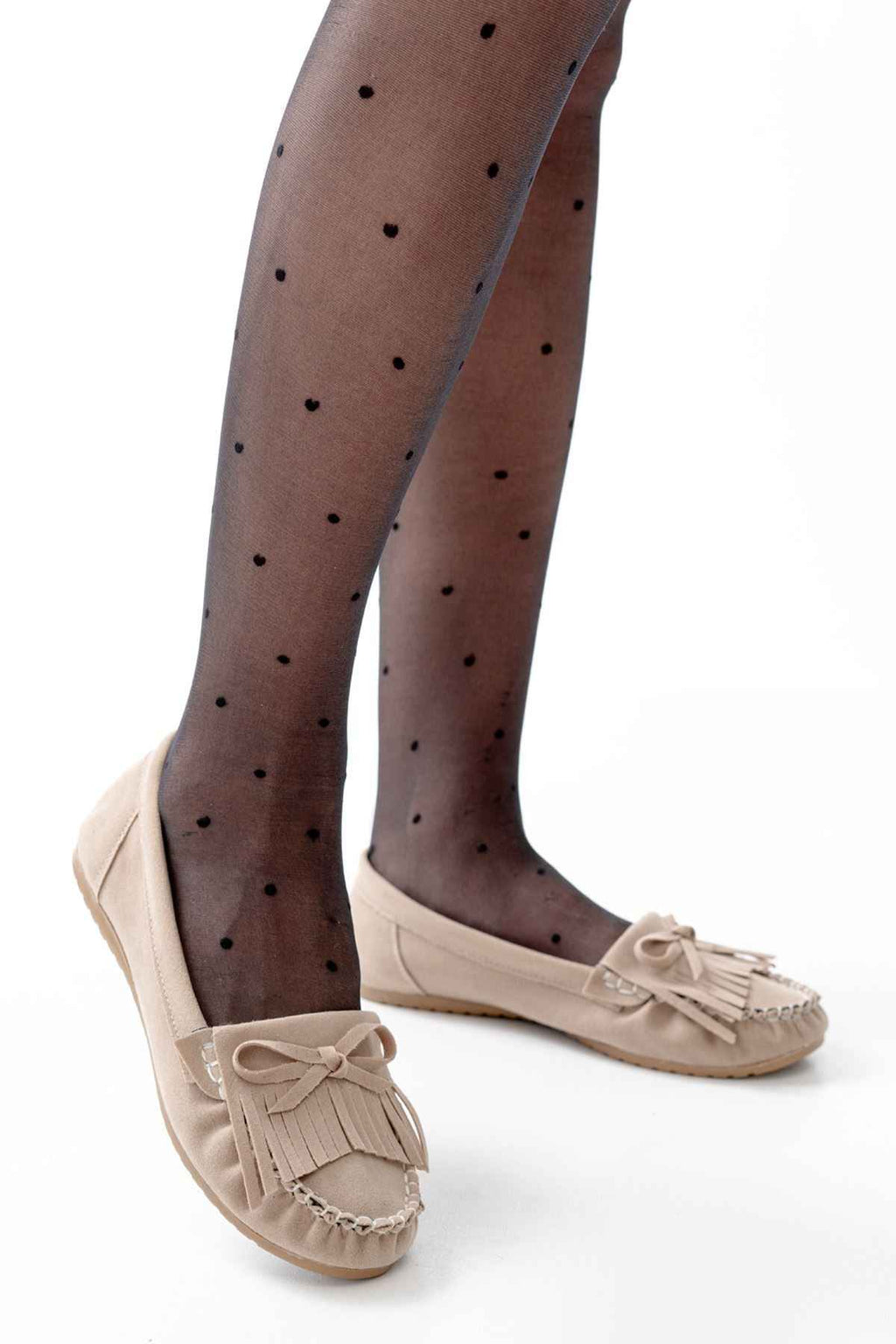 Ayakkabı Aşkı Ps-100 Bej Süet Püsküllü Günlük Kadın Babet