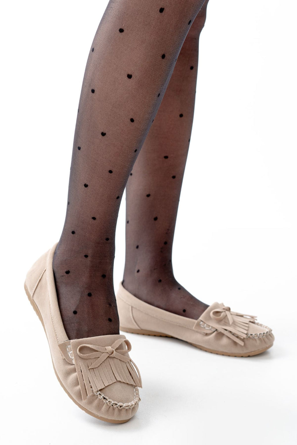 Ayakkabı Aşkı Bej Süet Püsküllü Günlük Kadın Babet - Ayakkabı Aşkı