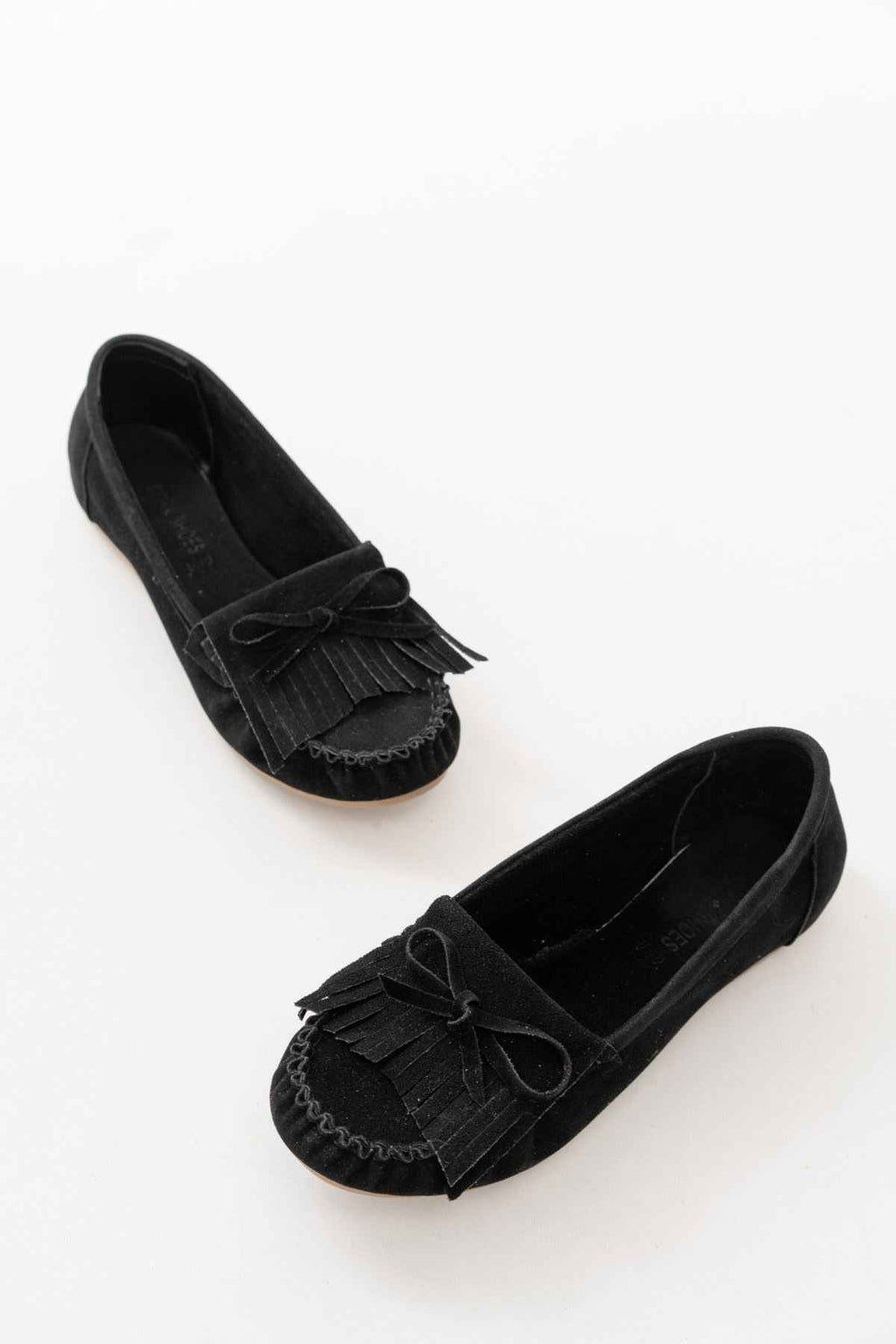 Ayakkabı Aşkı Ps-100 Siyah Süet Püsküllü Günlük Kadın Babet