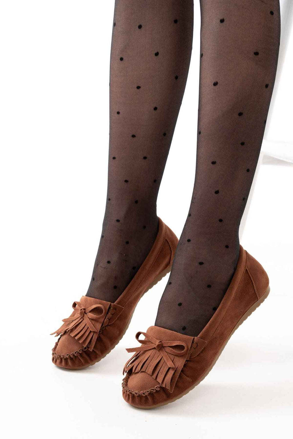 Ayakkabı Aşkı Ps-100 Taba Süet Püsküllü Günlük Kadın Babet