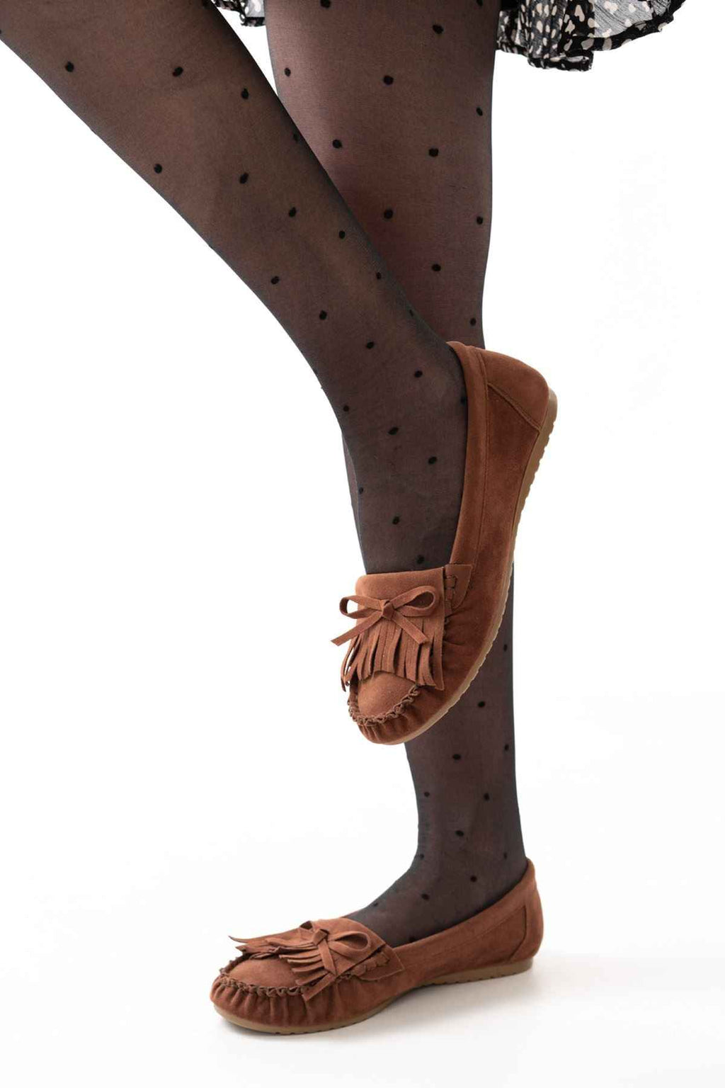 Ayakkabı Aşkı Ps-100 Taba Süet Püsküllü Günlük Kadın Babet