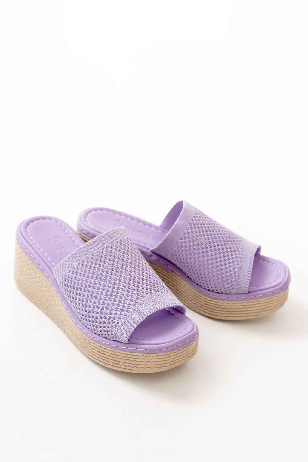 Ayakkabı Aşkı 232-460 Lila Triko Günlük Ortopedik Dolgu Topuk Kadın Terlik