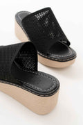 Ayakkabı Aşkı 232-460 Siyah Triko Günlük Ortopedik Dolgu Topuk Kadın Terlik