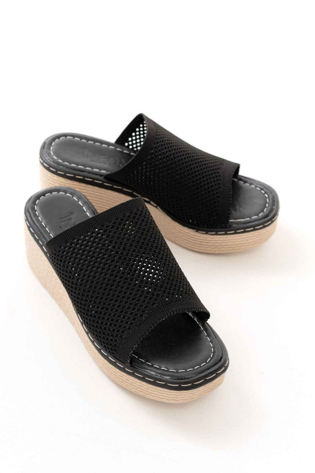 Ayakkabı Aşkı 232-460 Siyah Triko Günlük Ortopedik Dolgu Topuk Kadın Terlik