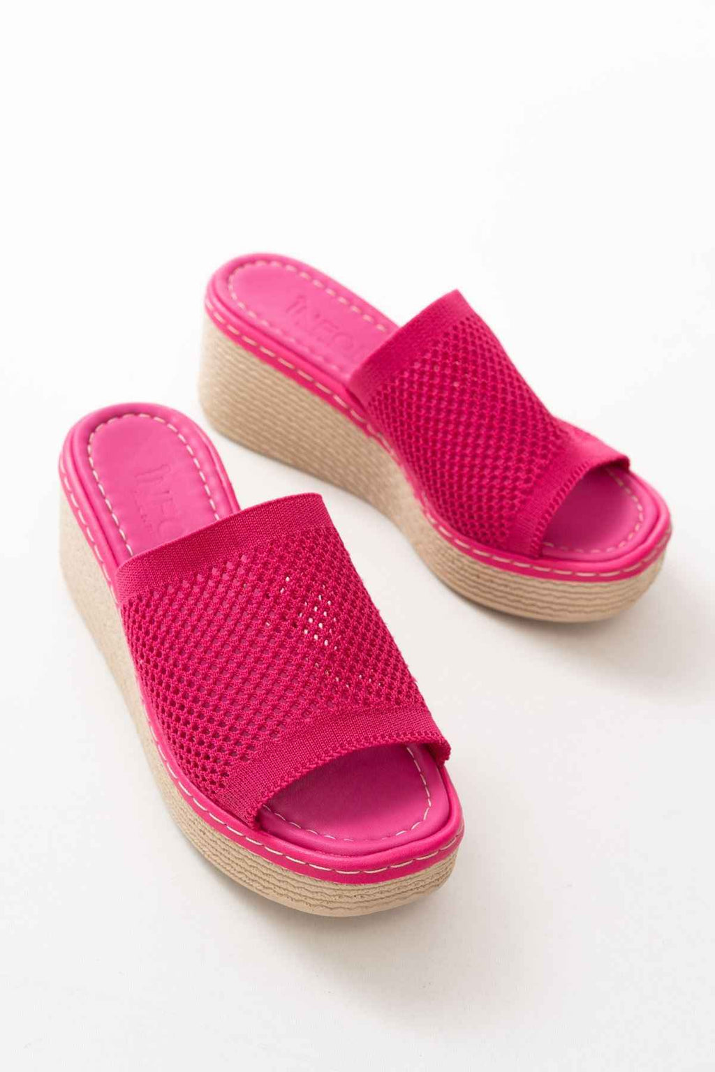 Ayakkabı Aşkı 232-460 Fuşya Triko Günlük Ortopedik Dolgu Topuk Kadın Terlik