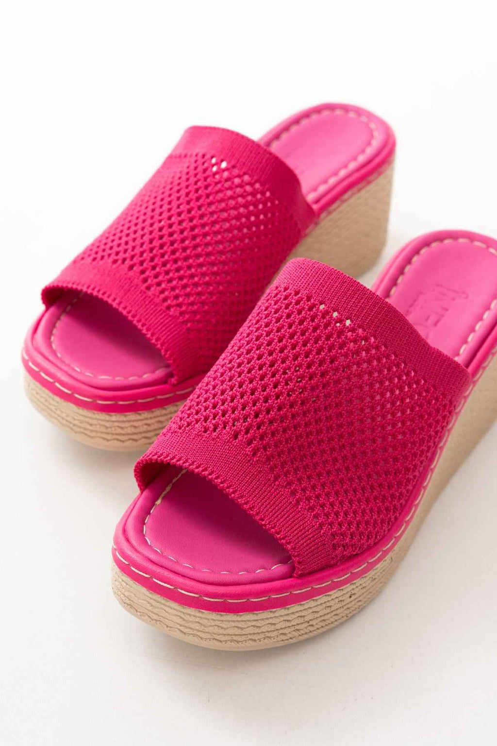 Ayakkabı Aşkı 232-460 Fuşya Triko Günlük Ortopedik Dolgu Topuk Kadın Terlik