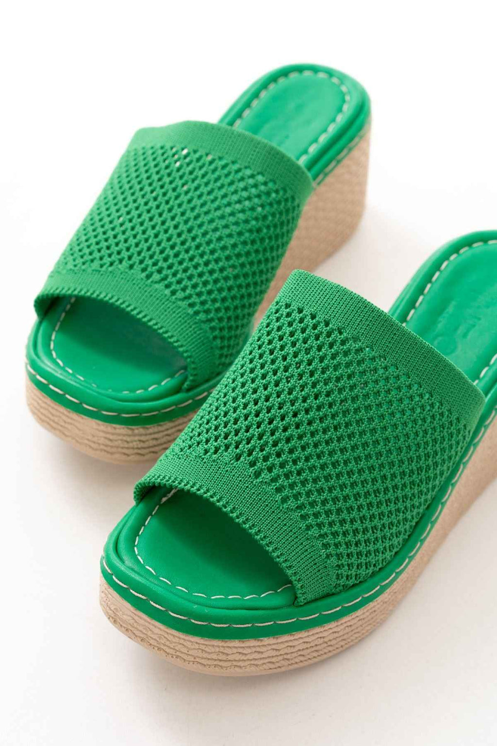 Ayakkabı Aşkı 232-460 Çimen Yeşili Triko Günlük Ortopedik Dolgu Topuk Kadın Terlik