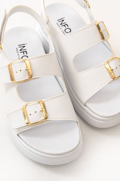 Ayakkabı Aşkı Beyaz Dolgu Topuk Kadın Sandalet