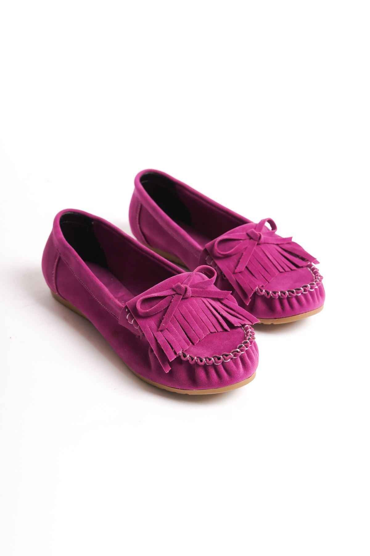 Ayakkabı Aşkı Ps-100 Fuşya Süet Püsküllü Günlük Kadın Babet