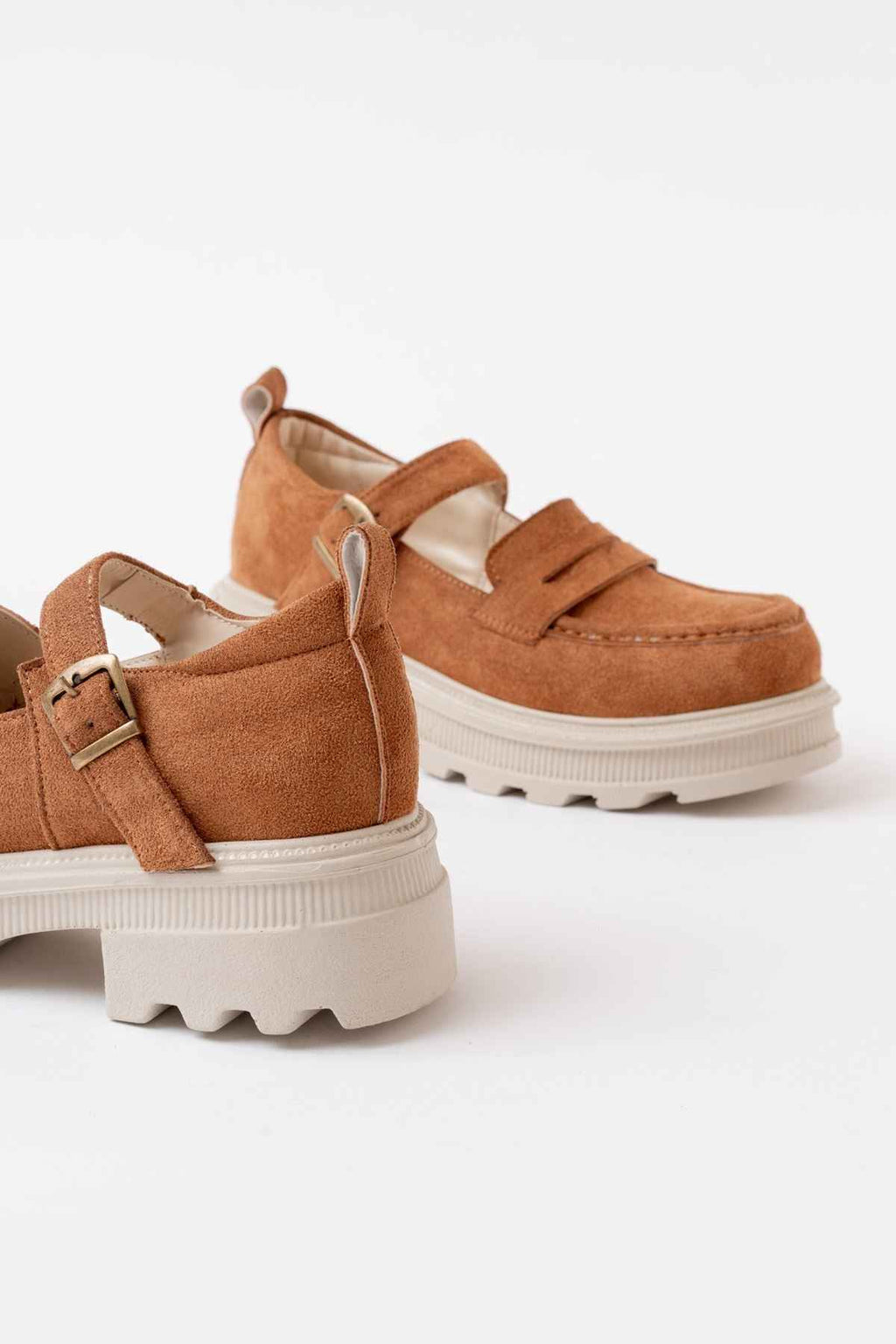 Ayakkabı Aşkı 745-771 Taba Süet Kadın Günlük Yüksek Tabanlı Loafer Ayakkabı