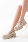 Ayakkabı Aşkı 745-771 Bej Kadın Günlük Yüksek Tabanlı Loafer Ayakkabı