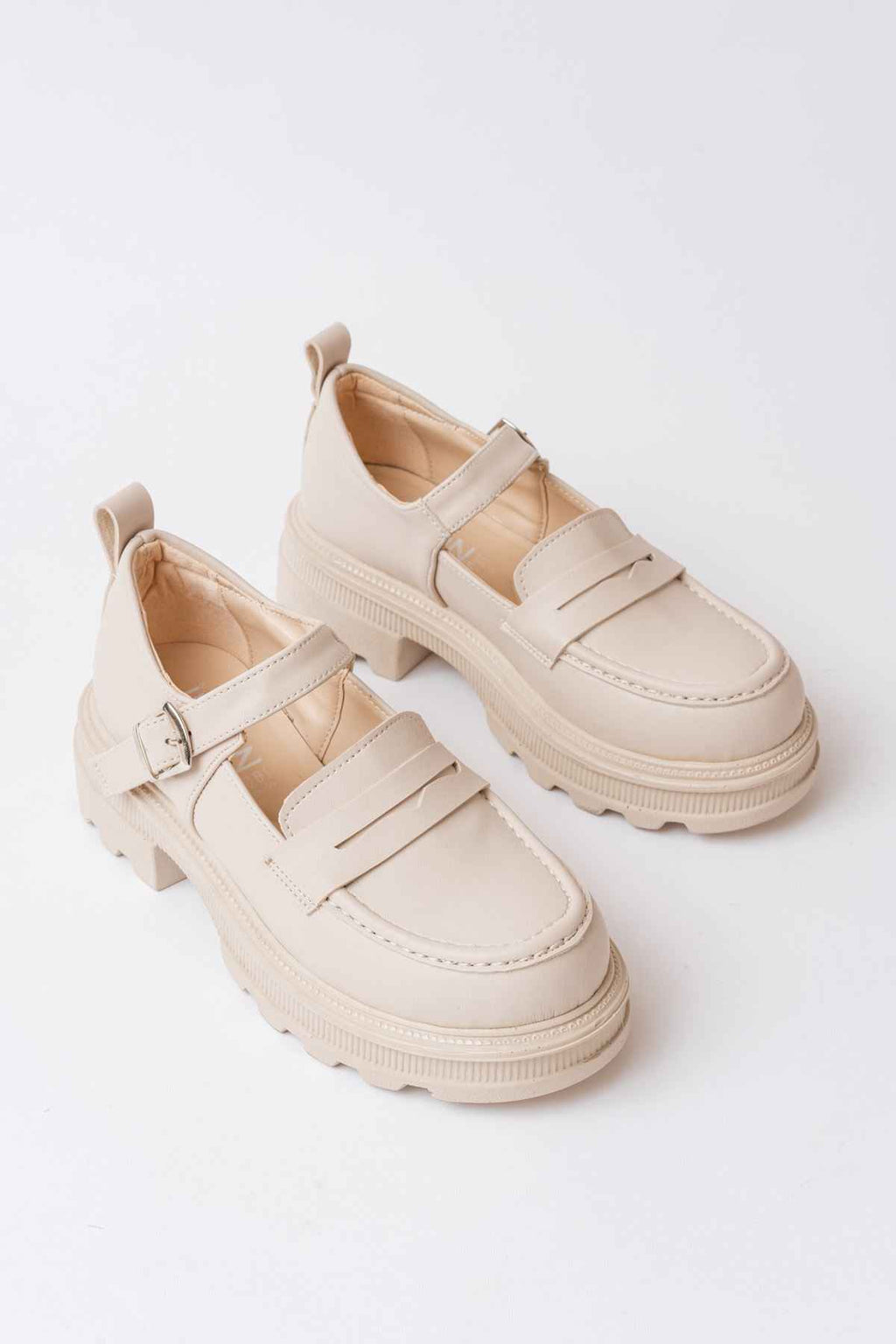 Ayakkabı Aşkı 745-771 Bej Kadın Günlük Yüksek Tabanlı Loafer Ayakkabı