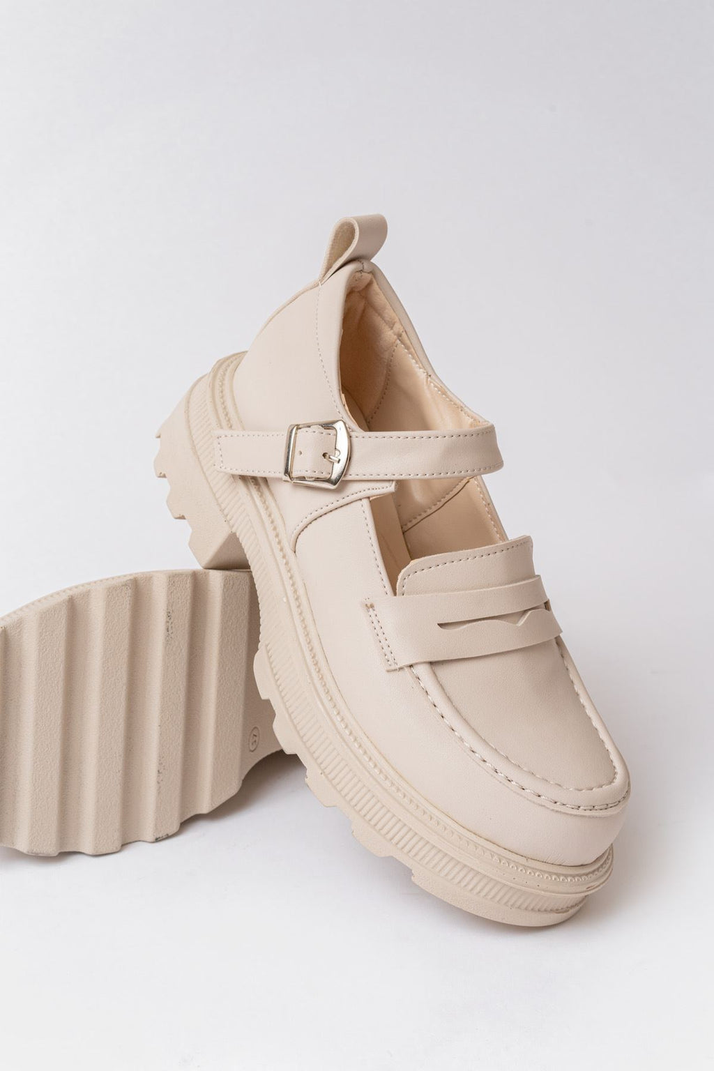 Ayakkabı Aşkı Bej Kadın Günlük Yüksek Tabanlı Loafer Ayakkabı - Ayakkabı Aşkı